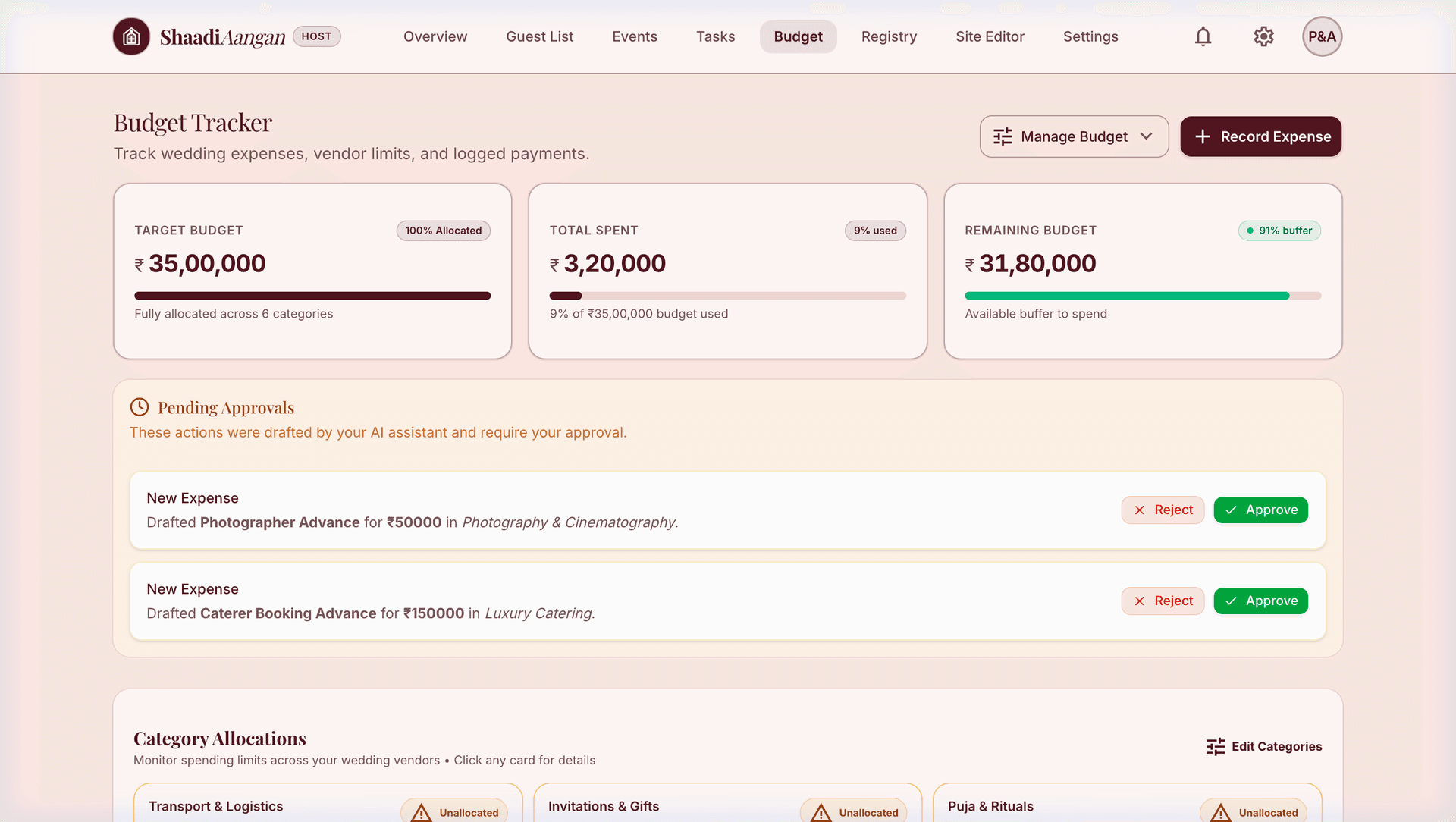 Budget & Vendor Ledger